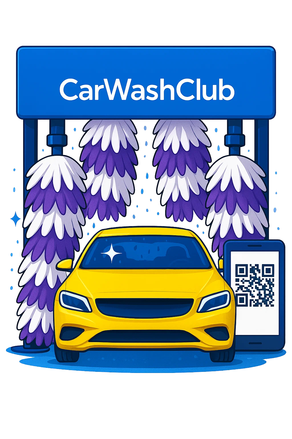 illustration_avantage_2 Voiture sortant carwash avec téléphone